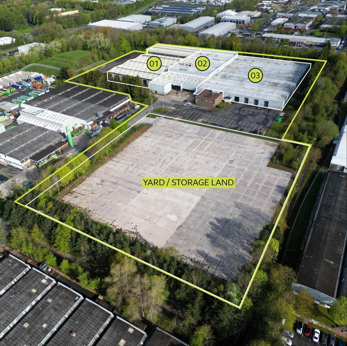 Substantial Industrial warehouse facility and yard available as a whole split.