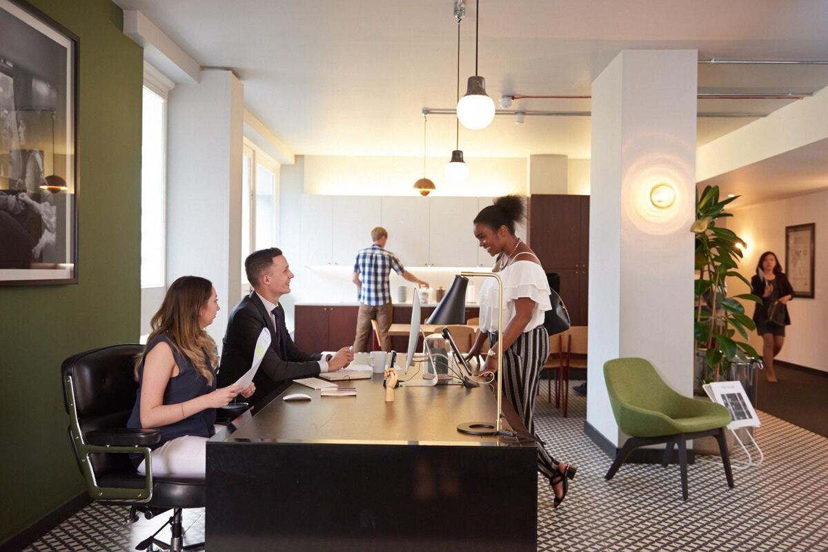 The space was designed for both work and leisure by architects Buckley Gray Yeoman and has co-working, private offices, lounges, meeting/event spaces, a library, screening room and gym.