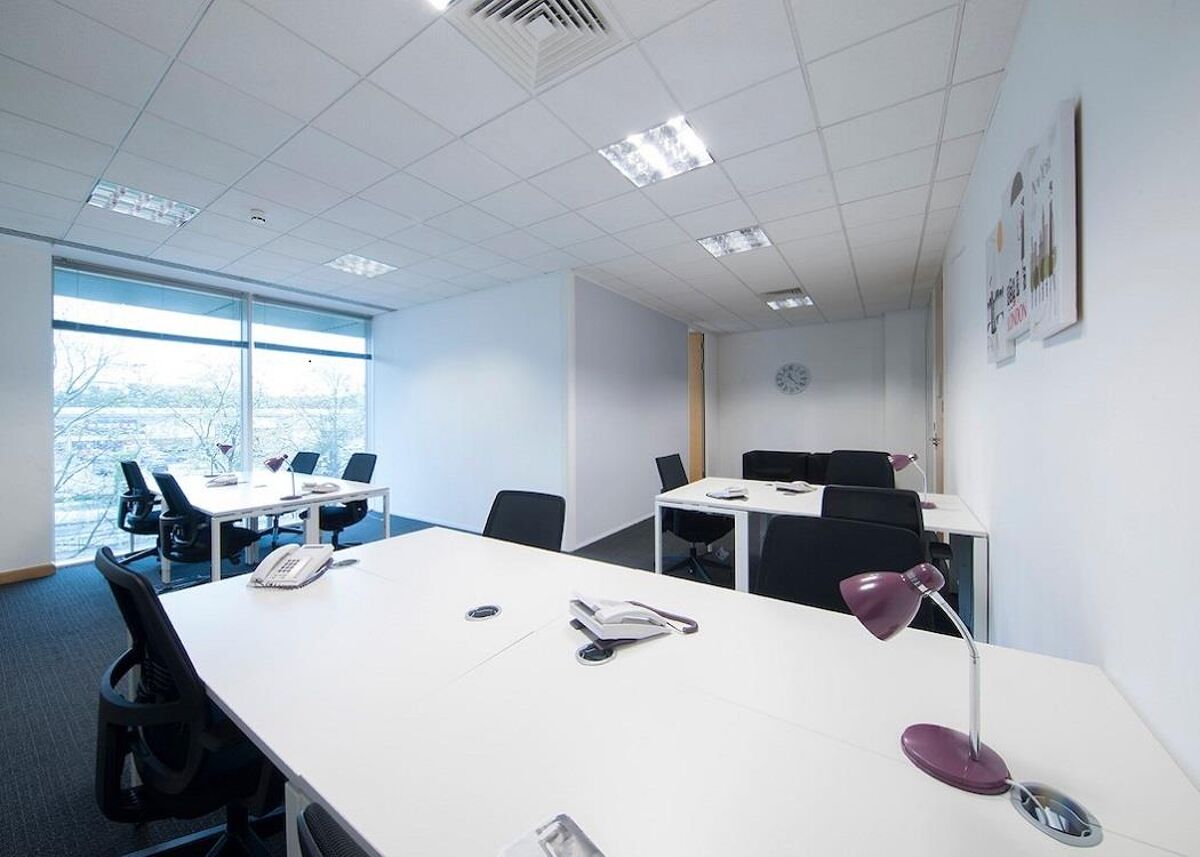 The building boasts a grand atrium and on offer are offices, reception, co-working space, meeting rooms, admin support and good motorway and public transport links, with London just an hour away.