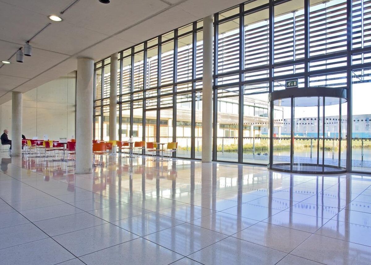 The workspace is set in an impressive contemporary building and has offices, incubator units, meeting rooms, breakout areas with Wi-Fi, onsite cafe and free parking, as well as good transport links.