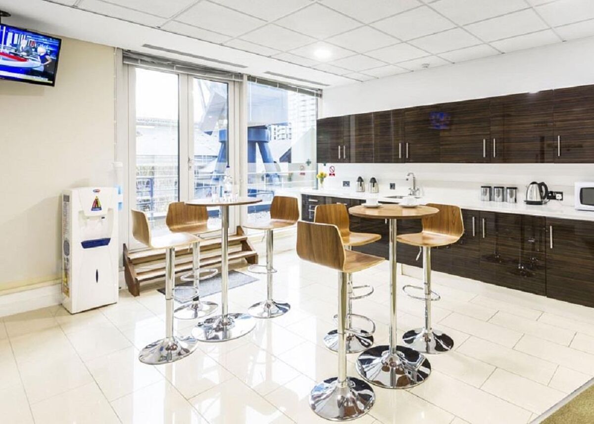 The workspace boasts impressive views of Canary Wharf and offers furnished offices, meeting rooms, business Internet, kitchens and a large terrace, all just a short walk from South Quay DLR station.