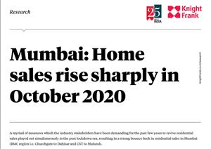 Mumbai: Home sales rise sharply in October 2020Mumbai: Home sales rise sharply in October 2020 - India Urban Infrastructure Report 20202